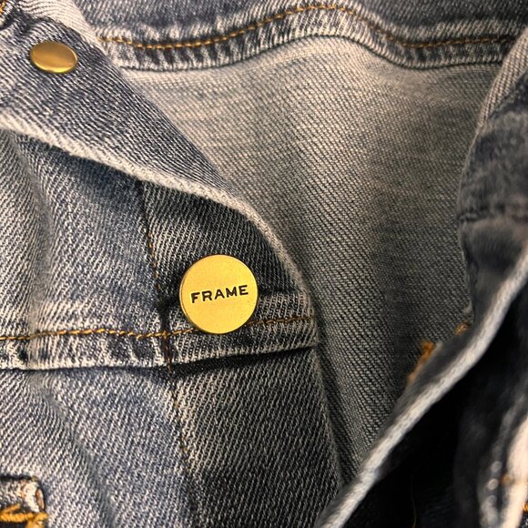 Frame Pleated Coverall Short Romper Button Front Playsuit Stretch Denim Maxson M - Picture 5 of 12